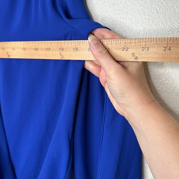 NWT INC Royal Blue VNeck Faux Wrap Long Sleeve High-Low Blouse XS - Picture 13 of 14